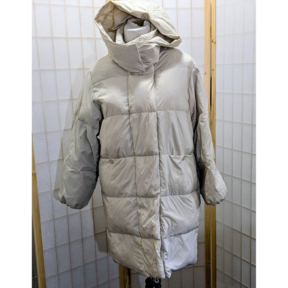 Zara Off White Water Repellent Hooded Down Puffer Coat Size Women's 12